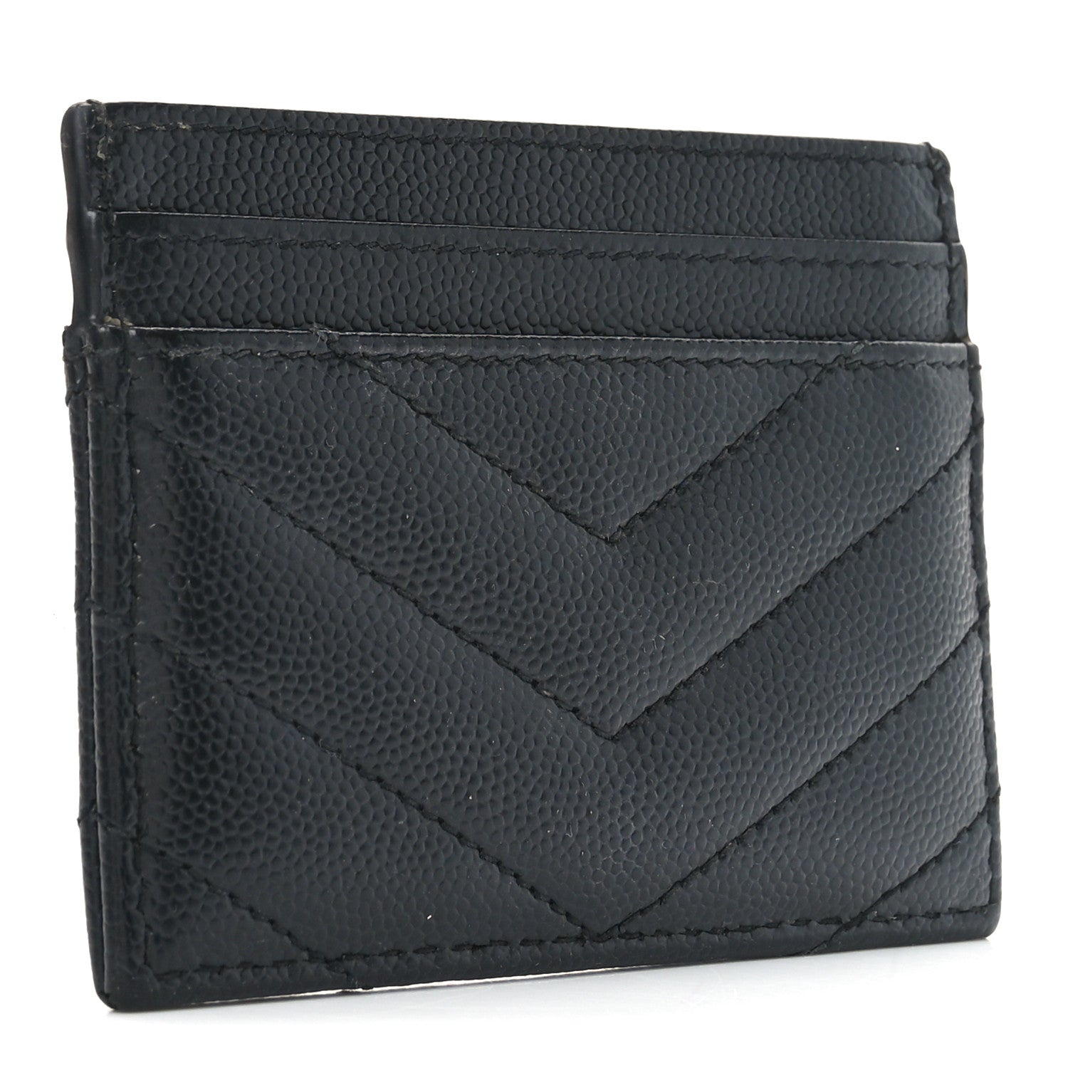 Grain De Poudre Matelasse Chevron Monochrome Monogram Credit Card Case Black