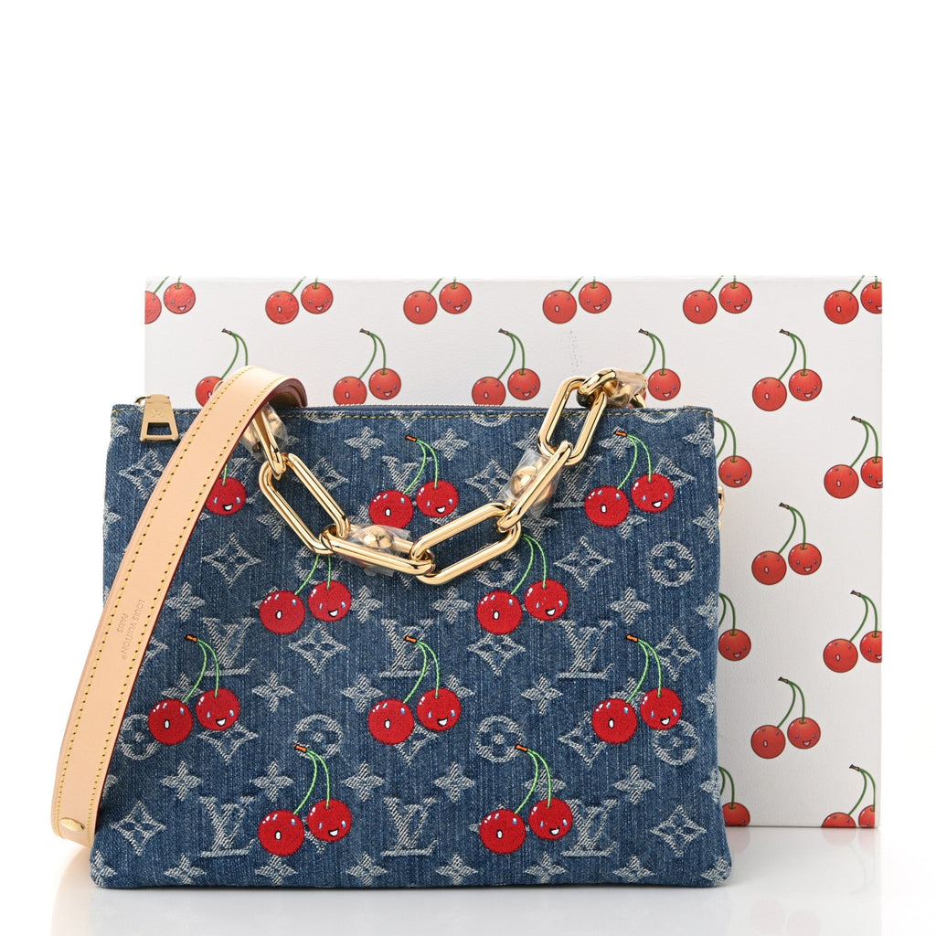 LV X TM Monogram Denim Cerises Coussin PM Blue