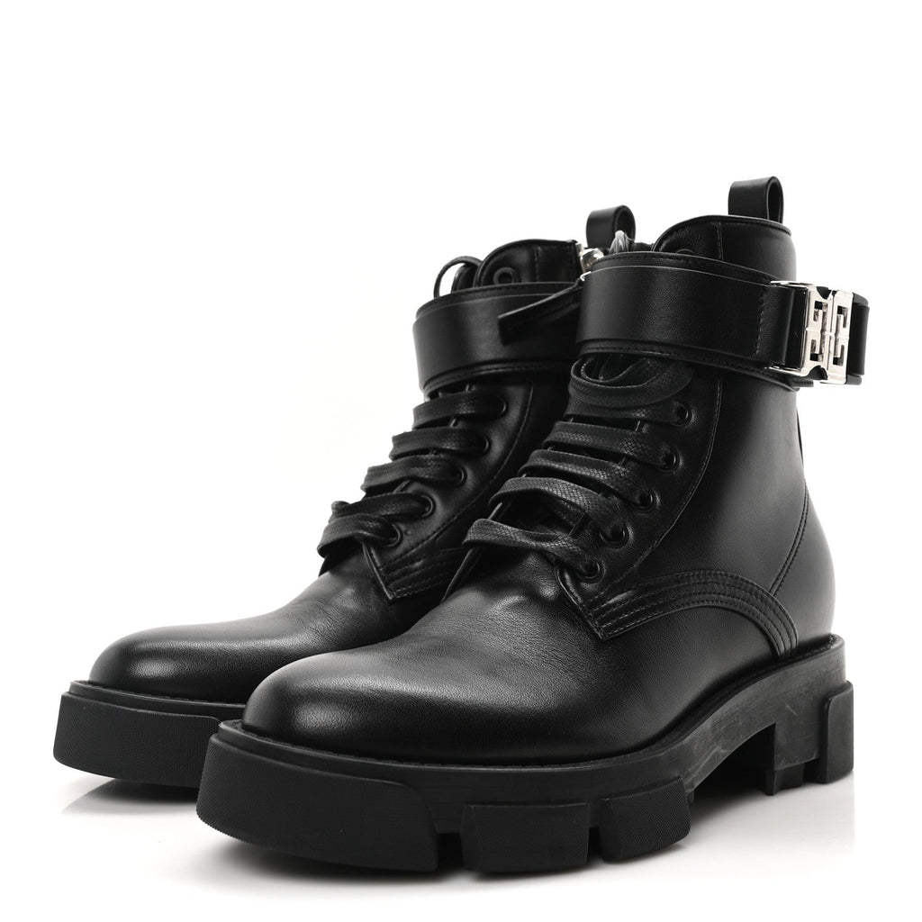 Calfskin Combat Boots 35 Black