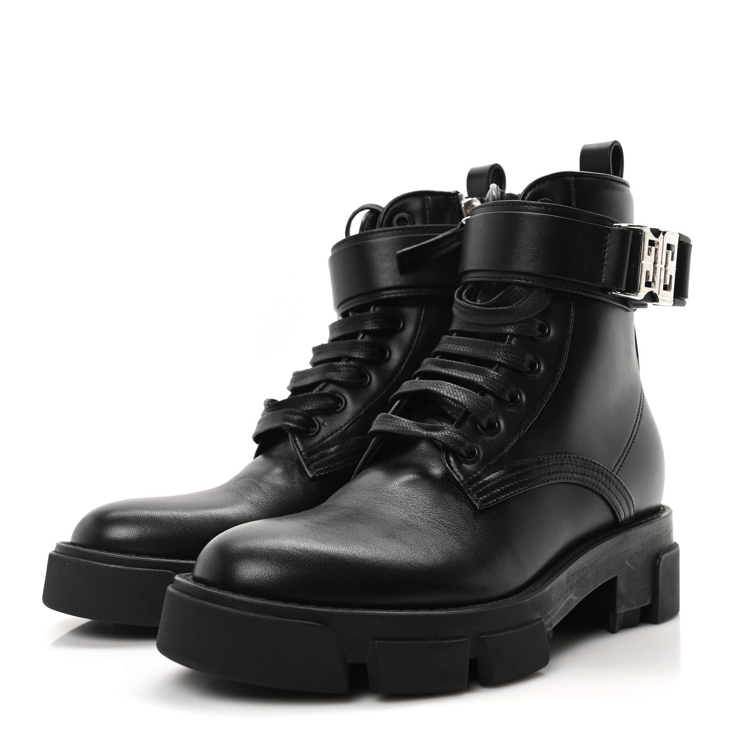 Calfskin Combat Boots 35 Black