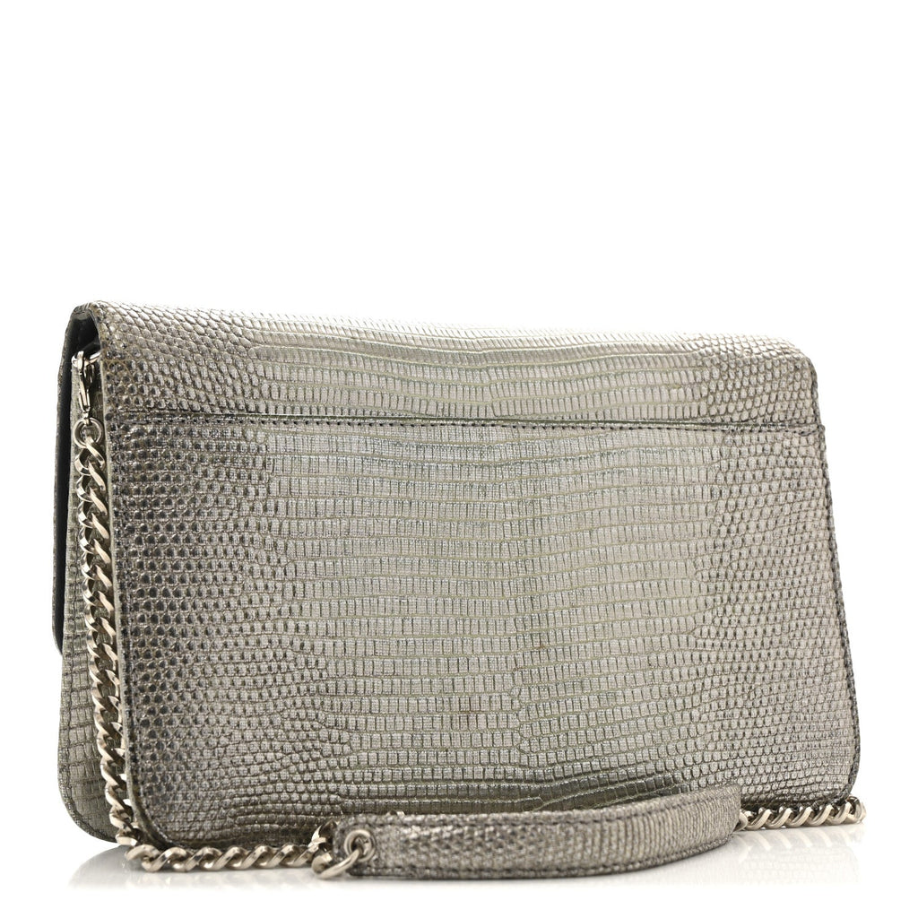 Metallic Lizard Miss Dior Promenade Pouch Gunmetal