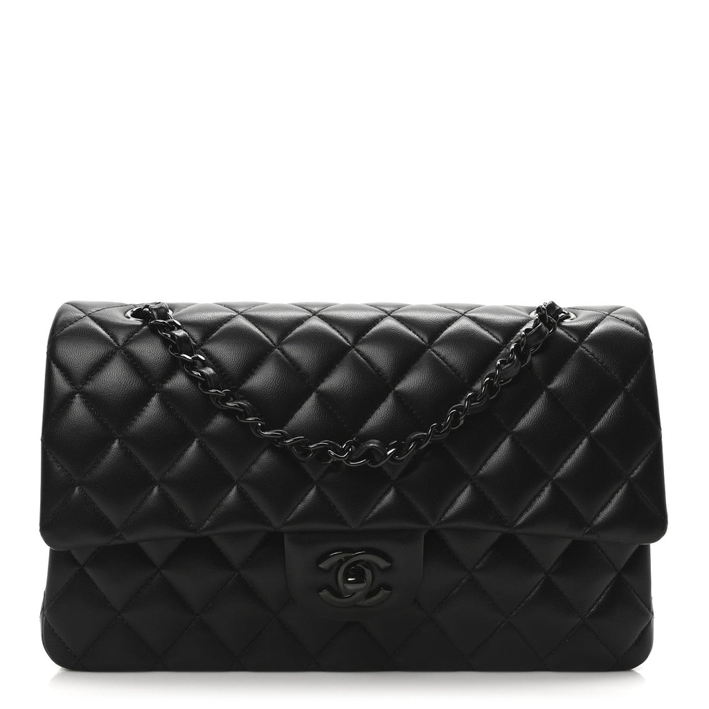 Lambskin Quilted Medium Double Flap So Black