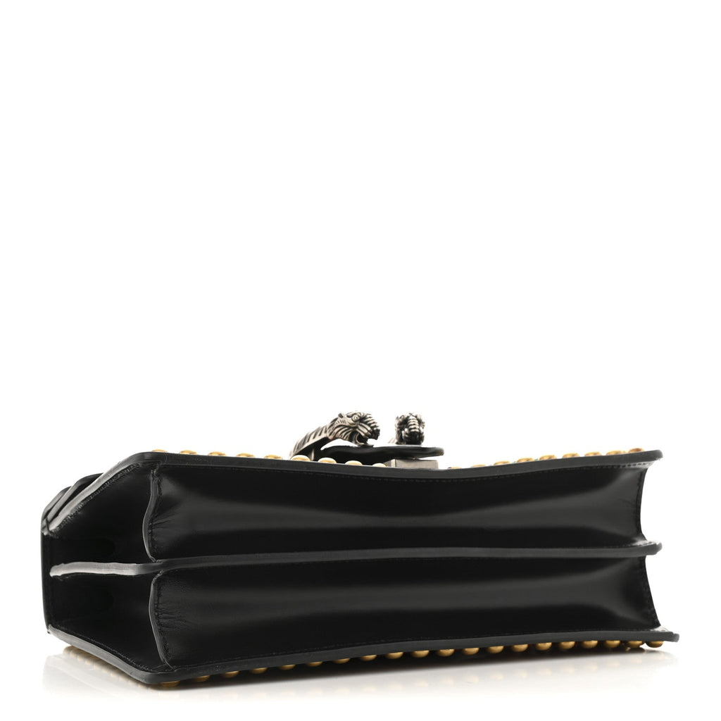 Calfskin Floral Embroidered Studded Small Dionysus Shoulder Bag Black