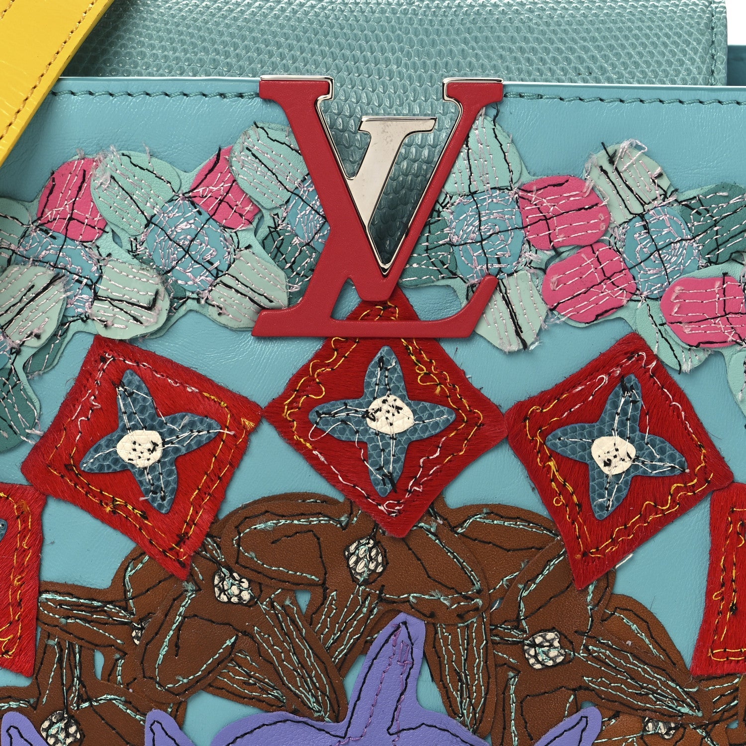 Calfskin Lizard Artycapucines Tschabalala Self PM Multicolor