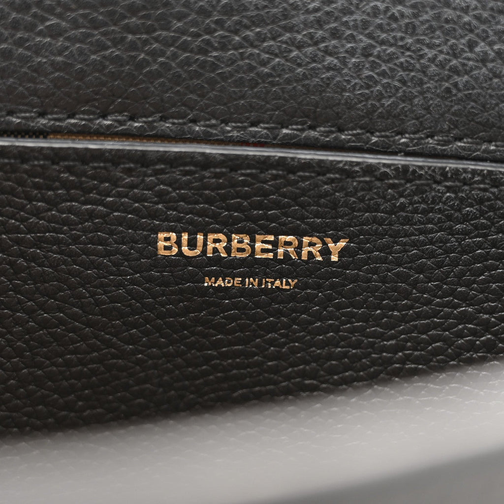 Coated Canvas Calfskin Vintage Check Medium Note Crossbody Bag Black