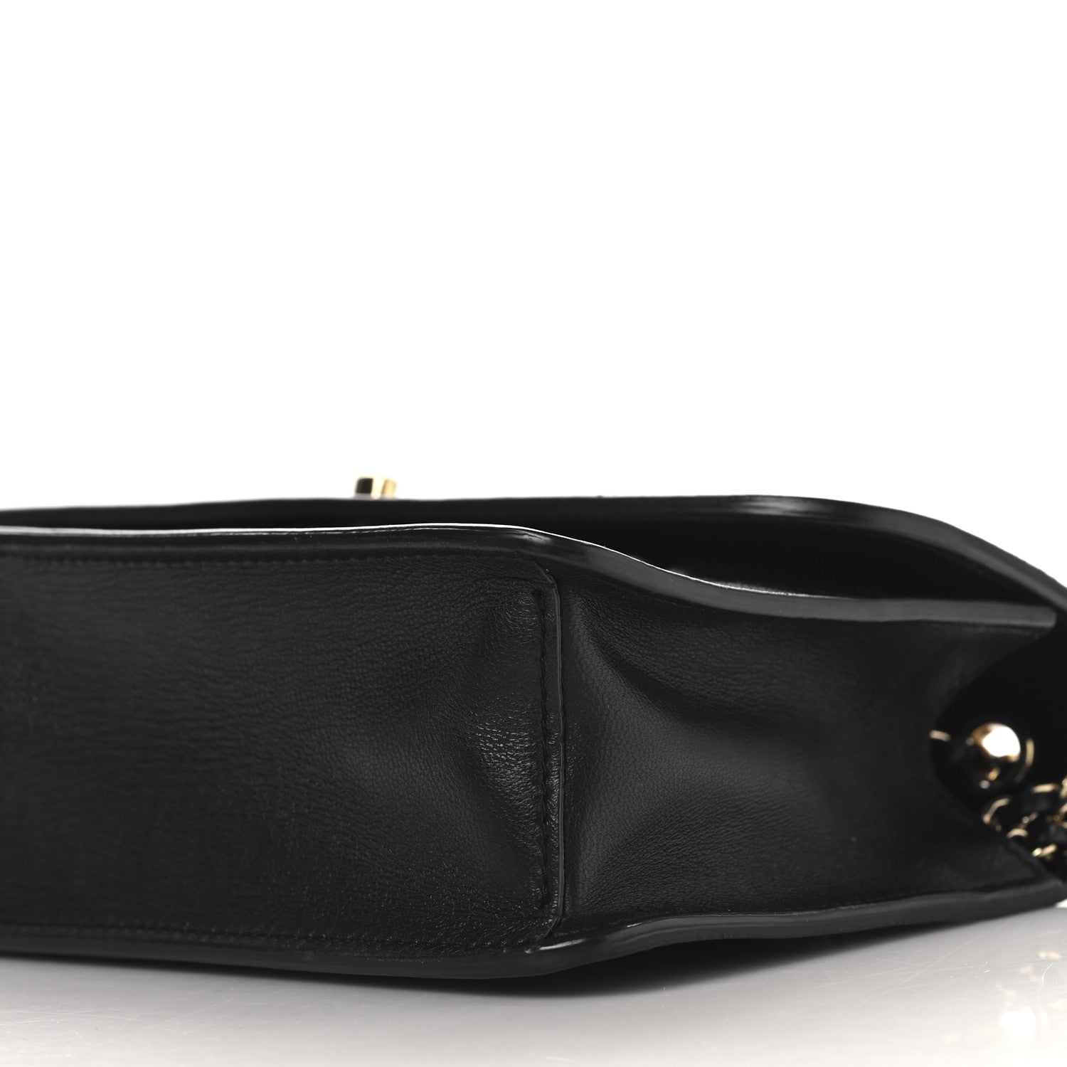 Lambskin Stitched Quilted Flap Black