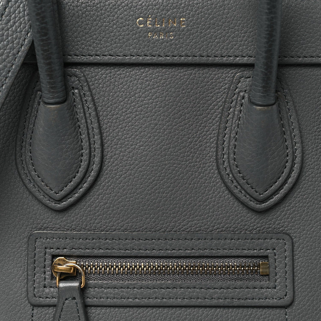 Drummed Calfskin Nano Luggage Kohl