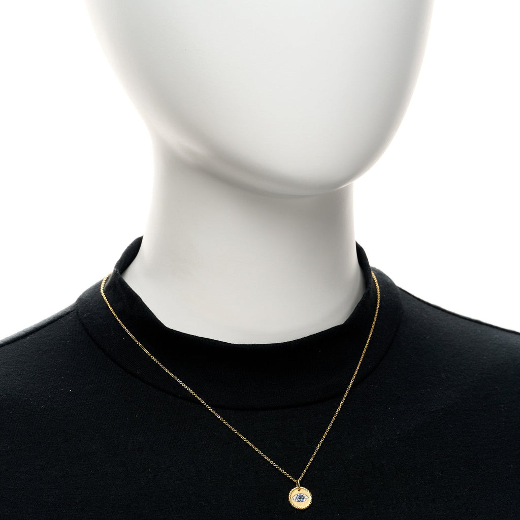 18K Yellow Gold Blue Sapphire Diamond Evil Eye Necklace