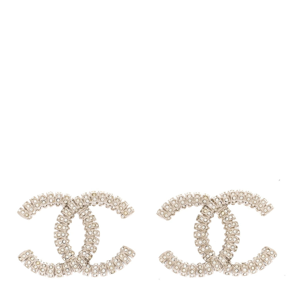 Crystal Large CC Earrings Silver