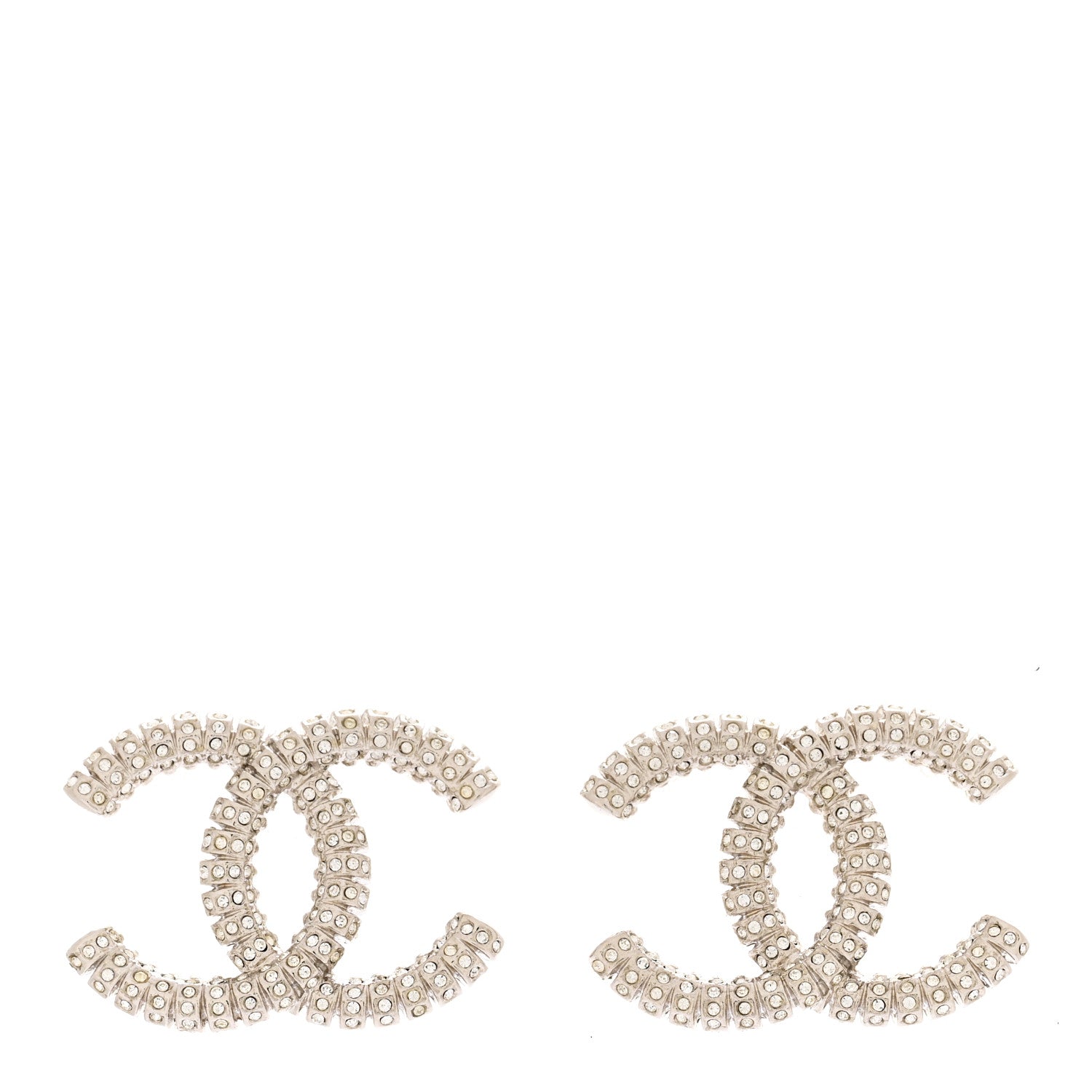 Crystal Large CC Earrings Silver