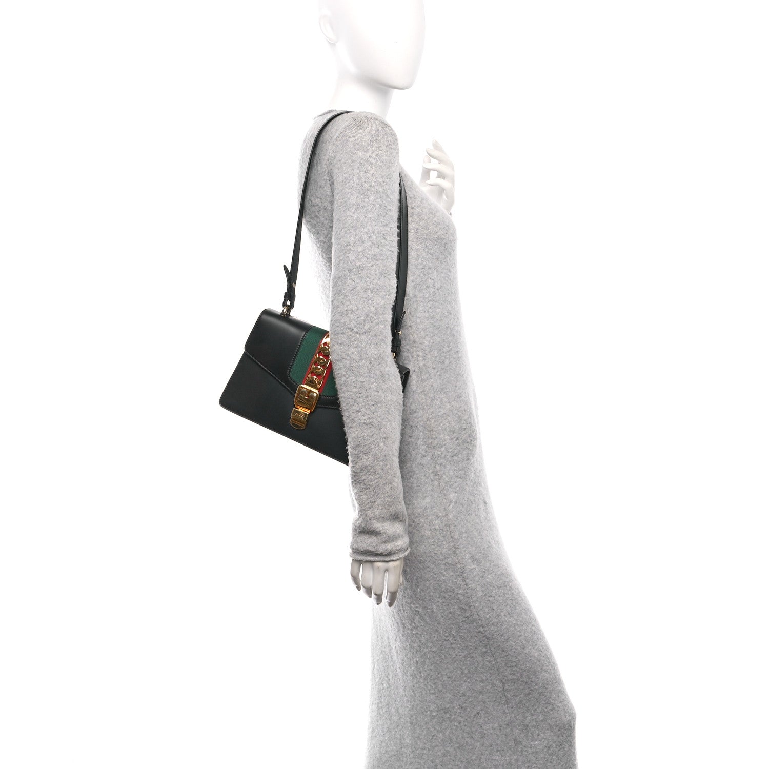 Calfskin Small Sylvie Shoulder Bag Black