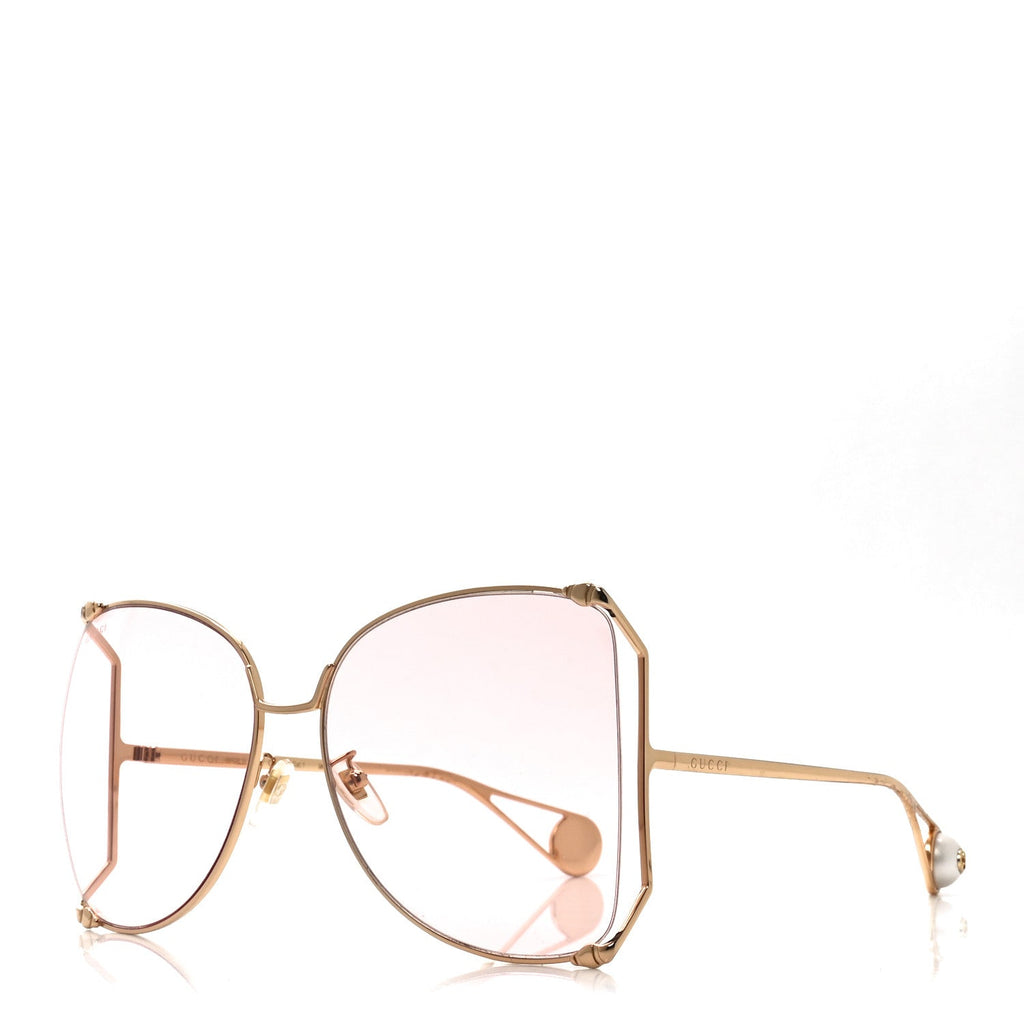 Metal Oversized Round Sunglasses GG0252S Gold Pink