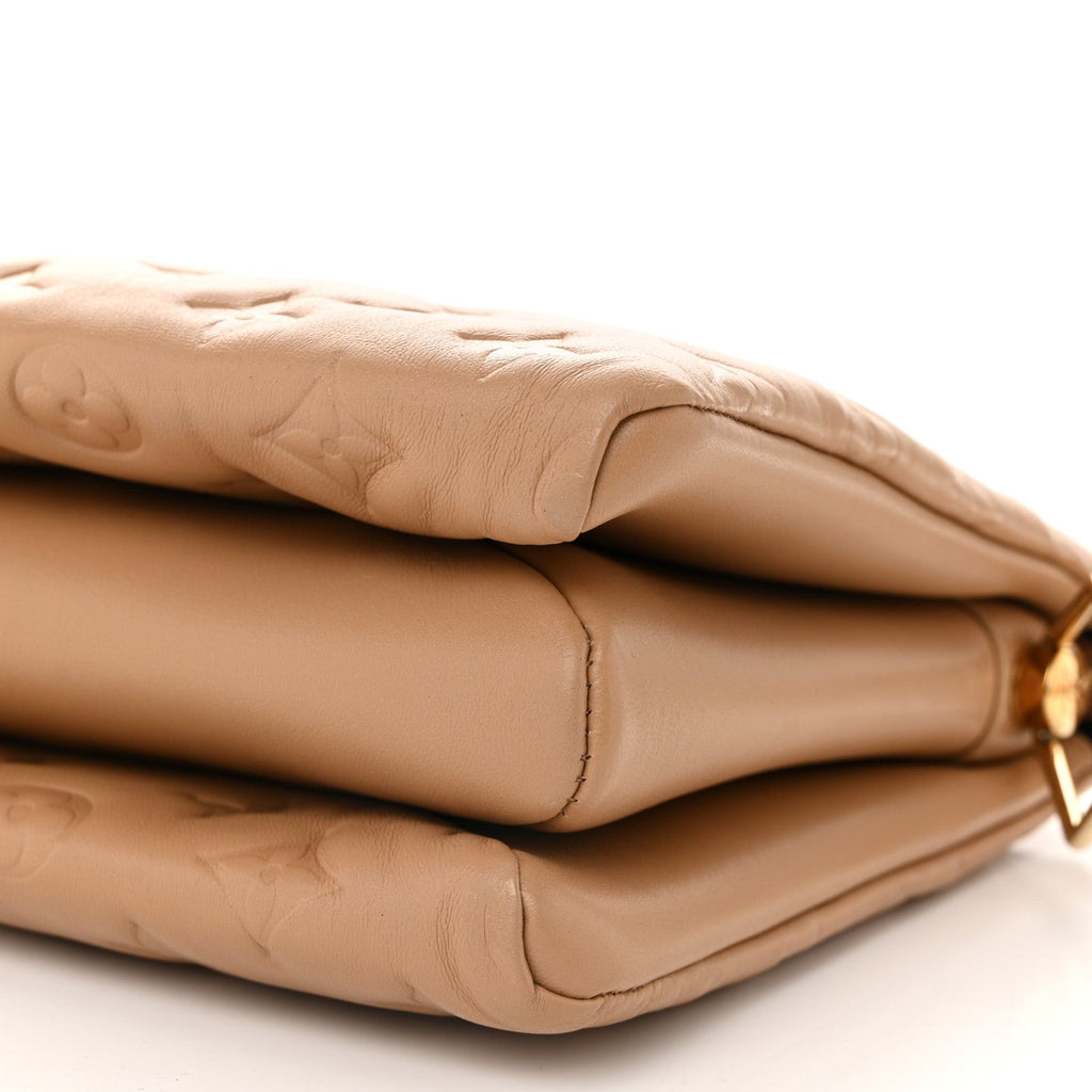 Lambskin Embossed Monogram Coussin PM Taupe
