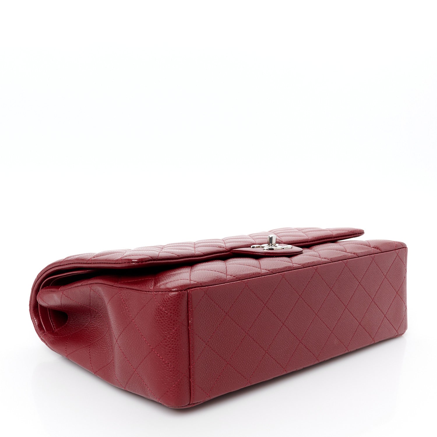 Caviar Quilted Maxi Double Flap Dark Red