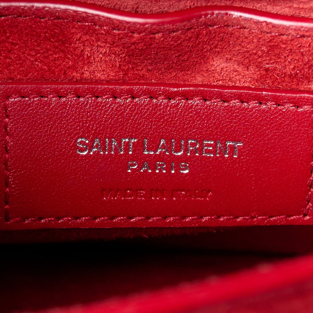 Calfskin Crocodile Embossed Medium Monogram Sunset Rouge Eros