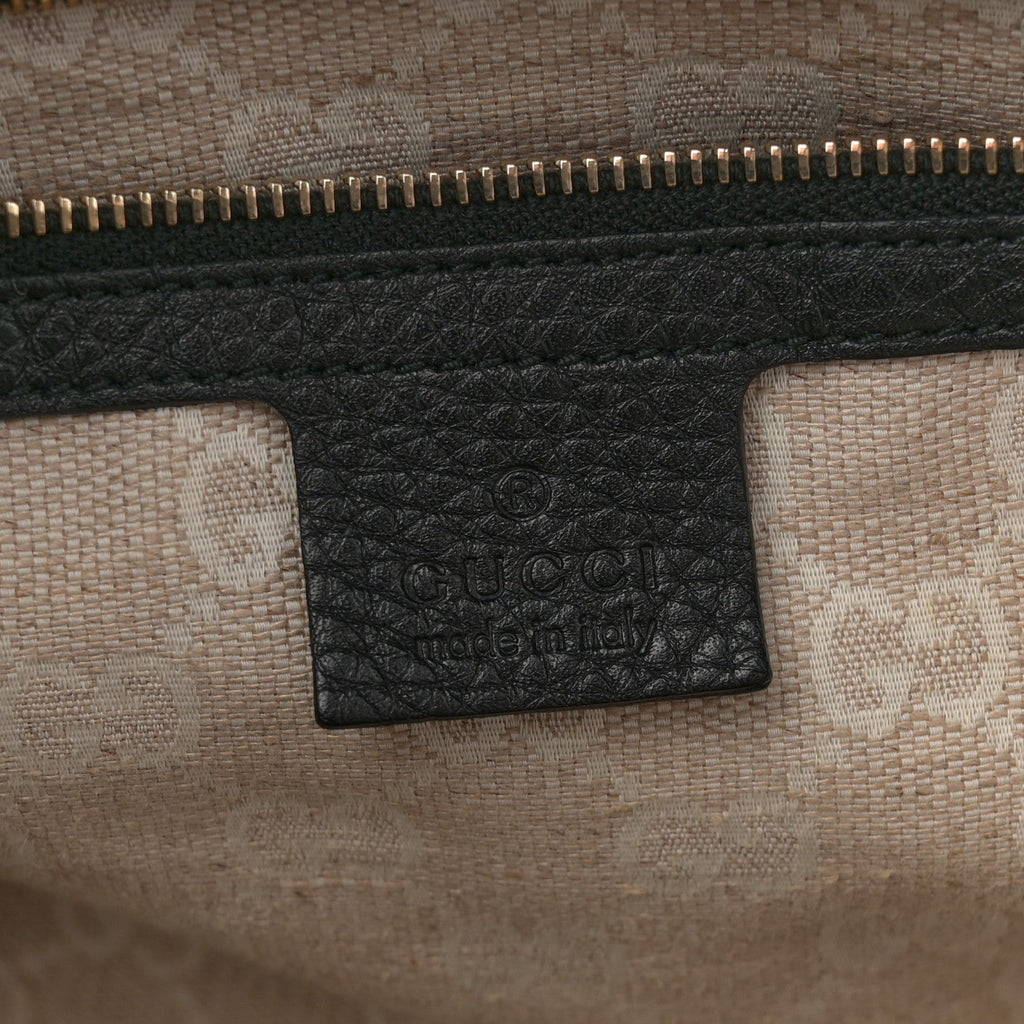 Grained Calfskin Medium Diana Bamboo Top Handle Tote Black