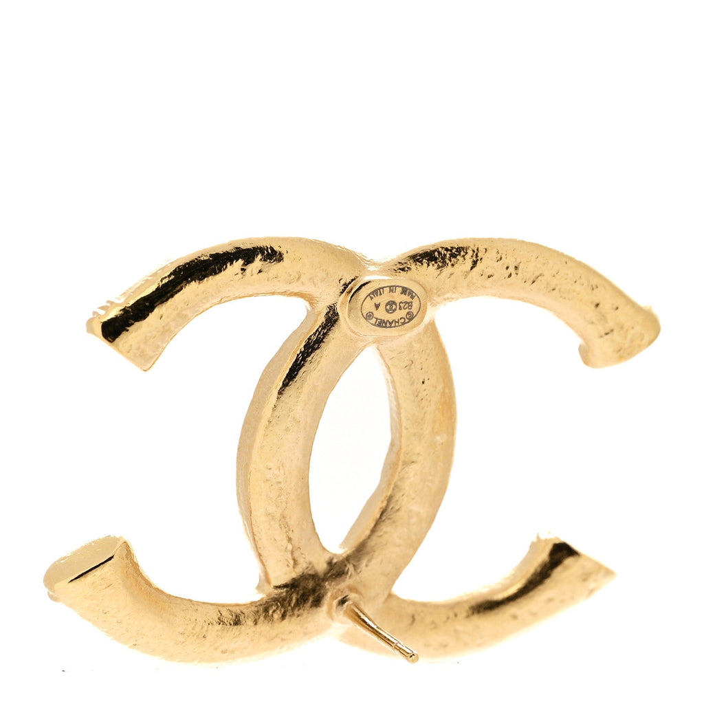 Metal Tweed Effect CC Earrings Gold