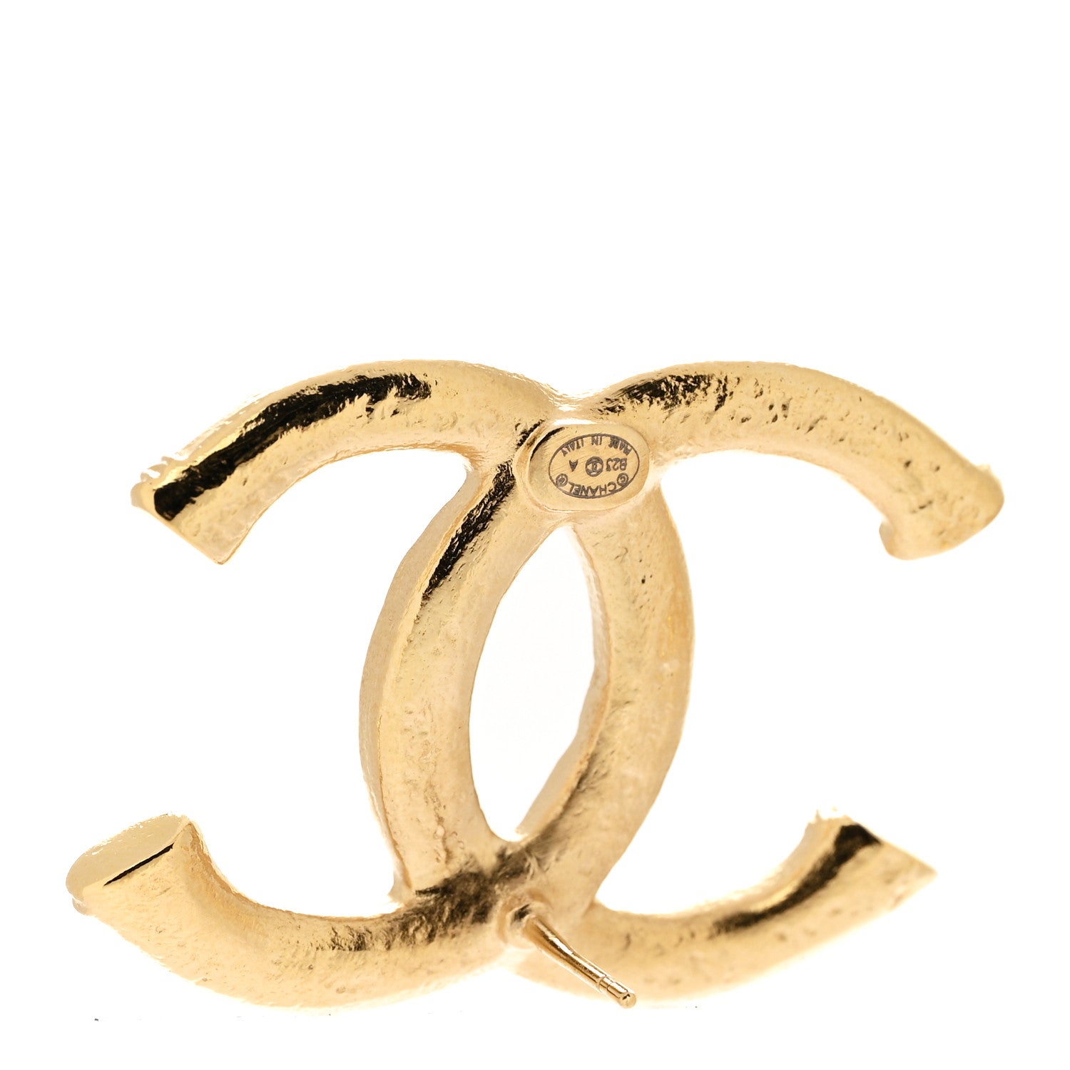 Metal Tweed Effect CC Earrings Gold