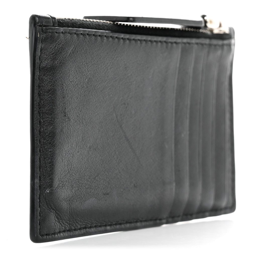 Calfskin Skull Logo Coin Case Card Holder Black