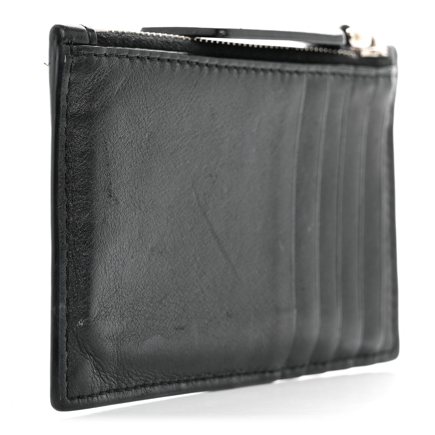 Calfskin Skull Logo Coin Case Card Holder Black