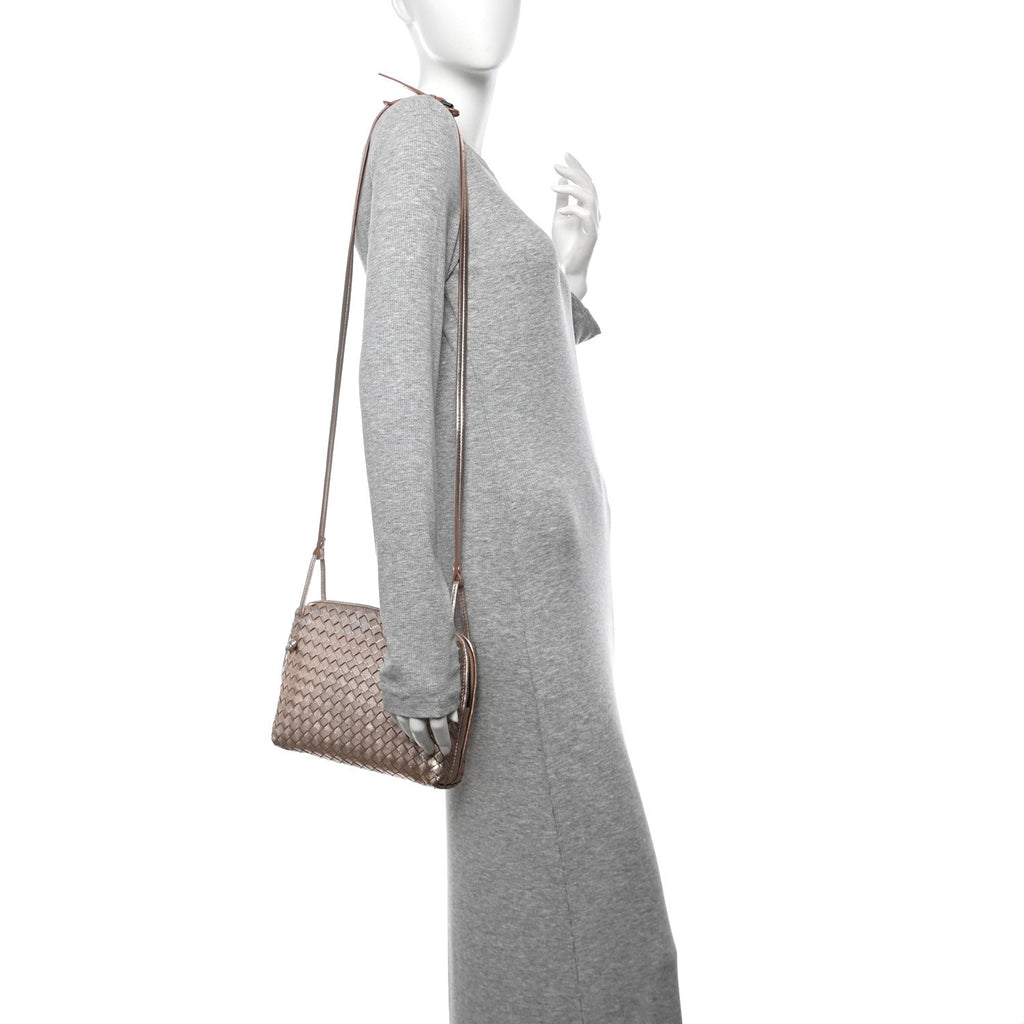 Metallic Grosgrain Intrecciato Nodini Crossbody Messenger Copper