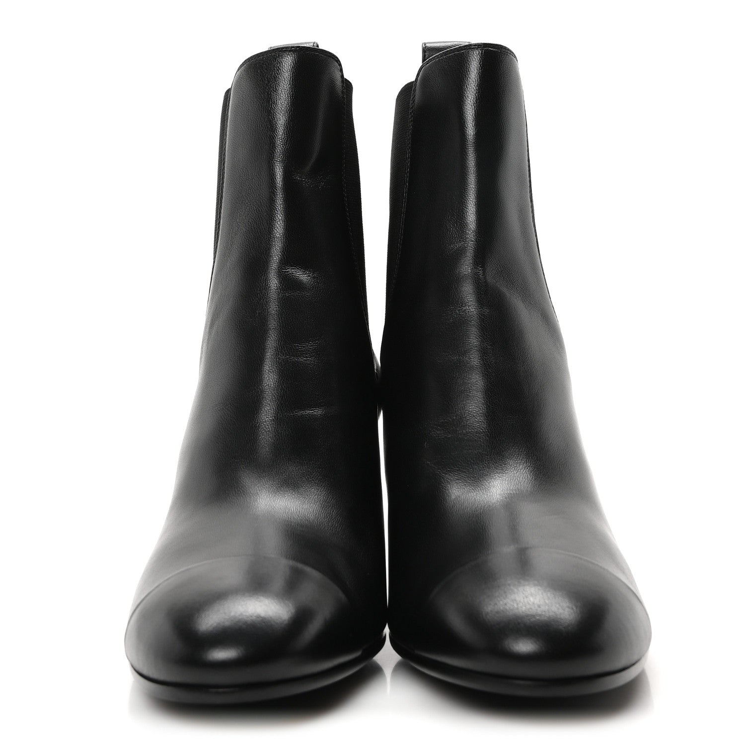 Lambskin Cap Toe CC Short Ankle Boots 40 Black