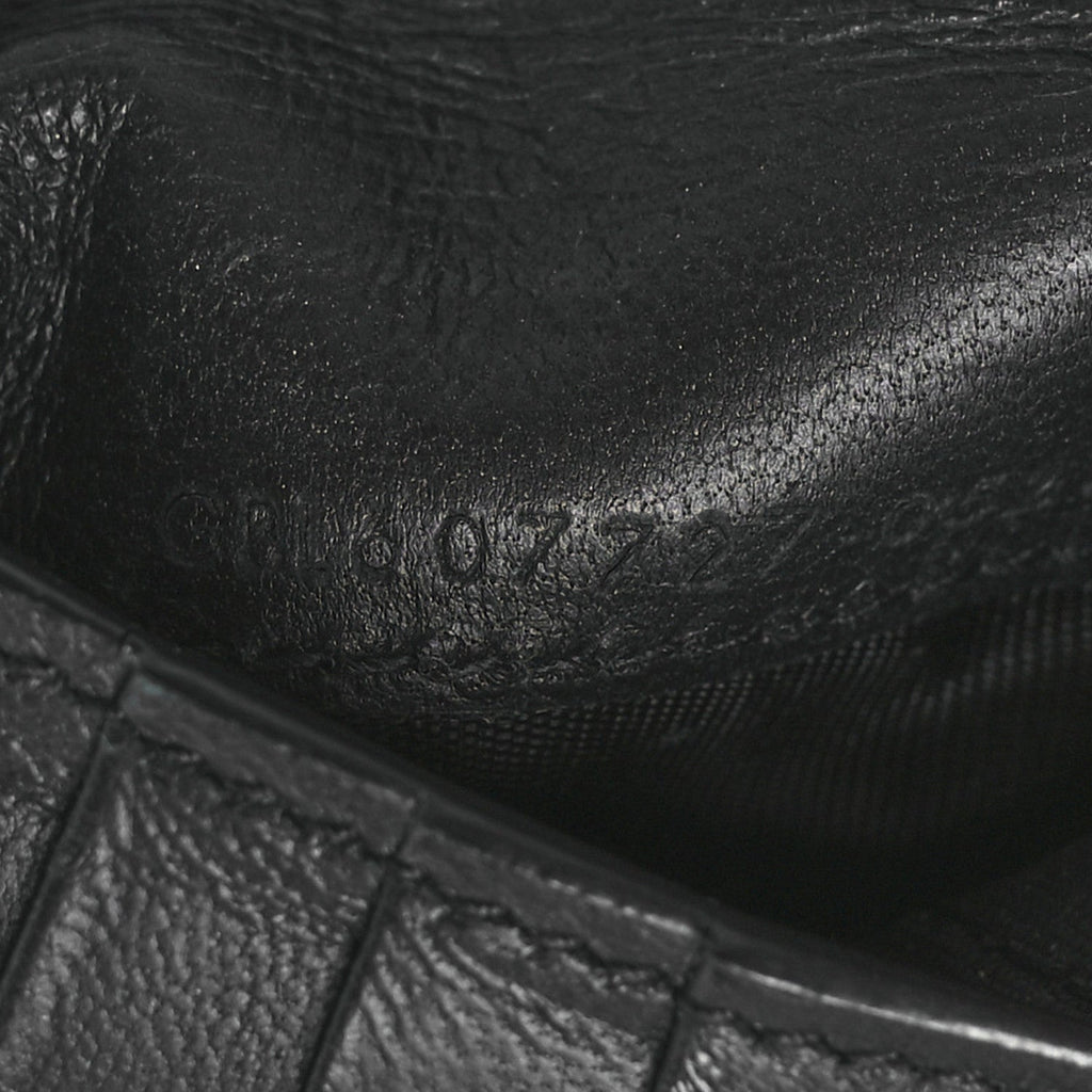 Calfskin Crocodile Embossed Tiny Cassandre East West Wallet Black