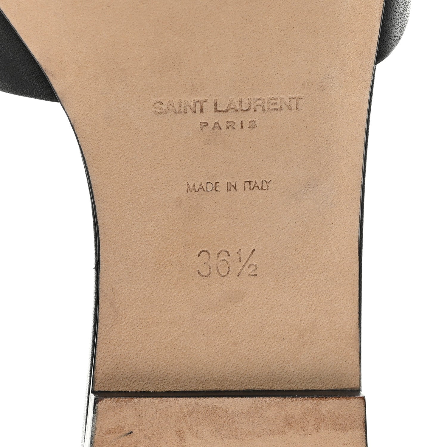 Calfskin Tribute 05 Slide Sandals 36.5 Black