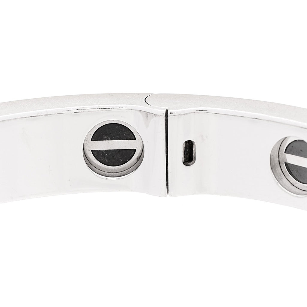 18K White Gold Diamond Ceramic LOVE Paved Bracelet 17