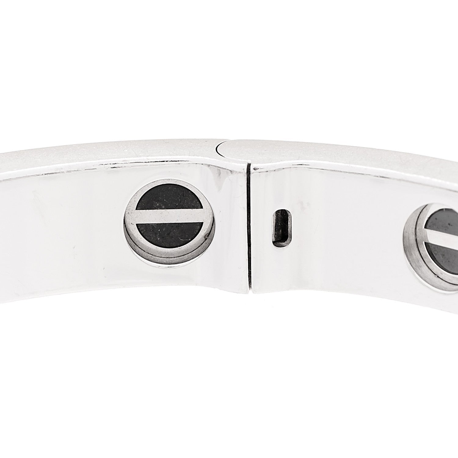 18K White Gold Diamond Ceramic LOVE Paved Bracelet 17