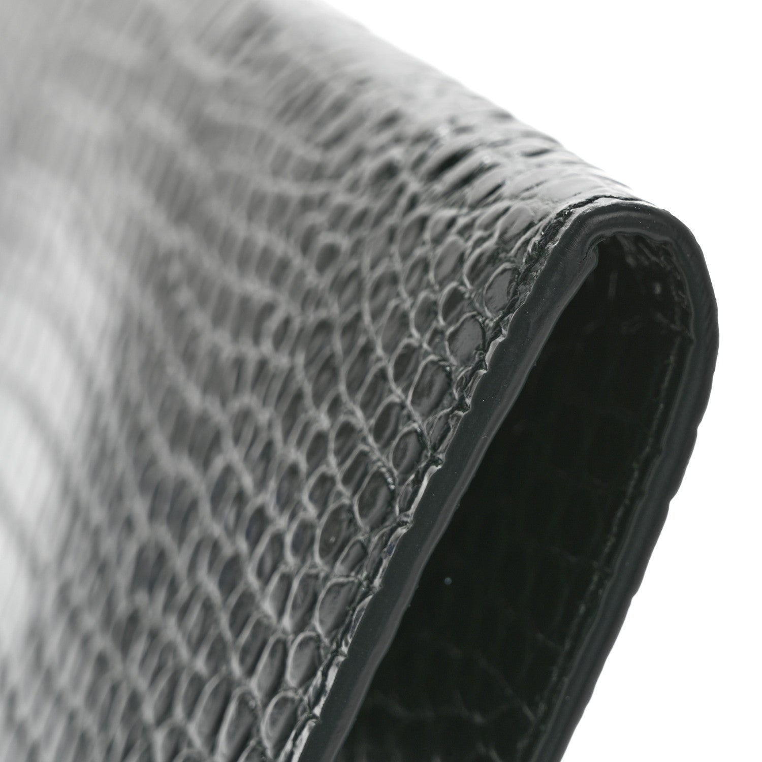 Calfskin Crocodile Embossed Uptown Monogram Clutch Dark Green