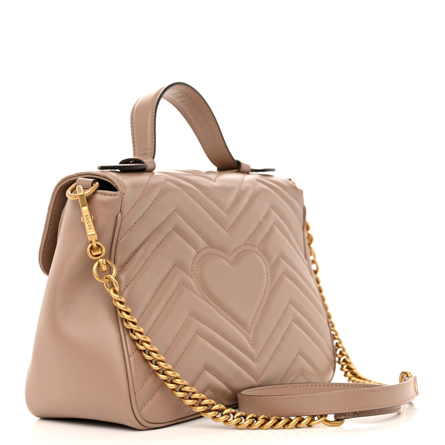 Calfskin Matelasse Small GG Marmont Top Handle Shoulder Bag Porcelain Rose