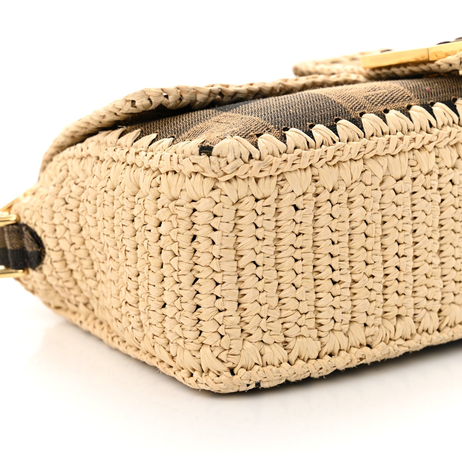 Fabric Jacquard Raffia Straw Pequin Gingham Woven Baguette Beige Black Natural