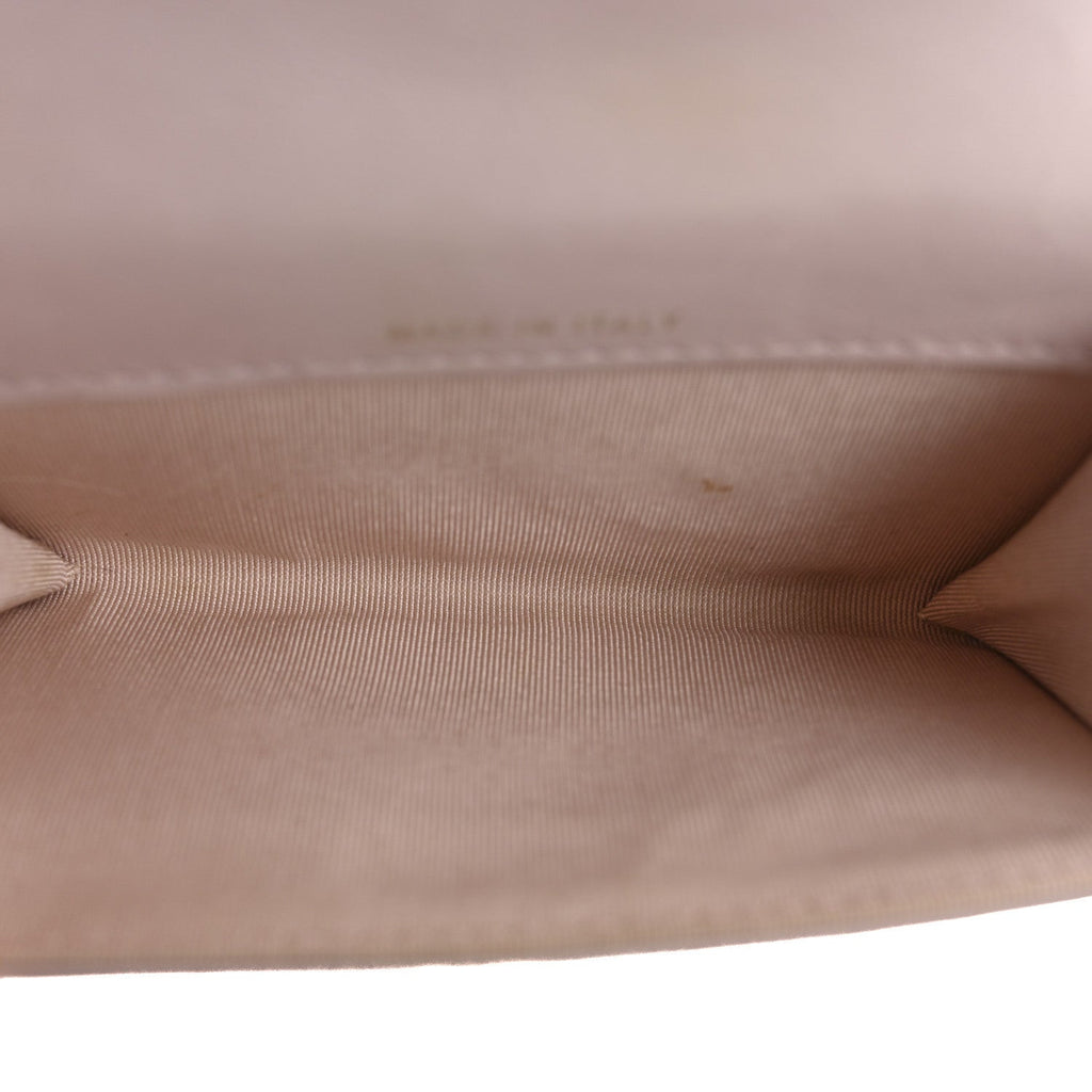Lambskin Quilted Flap Card Holder Light Pink