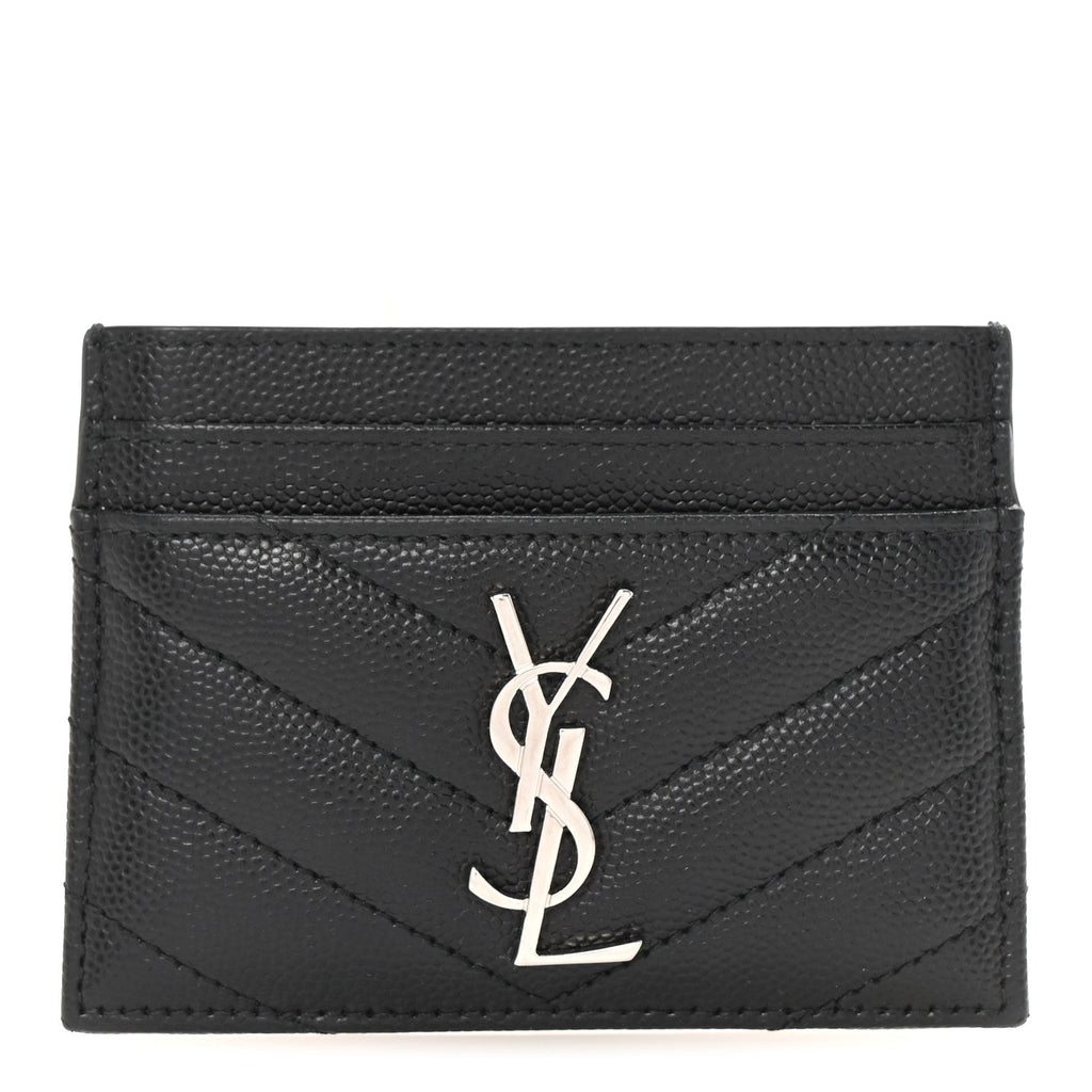 Grain De Poudre Matelasse Chevron Monogram Credit Card Case Black