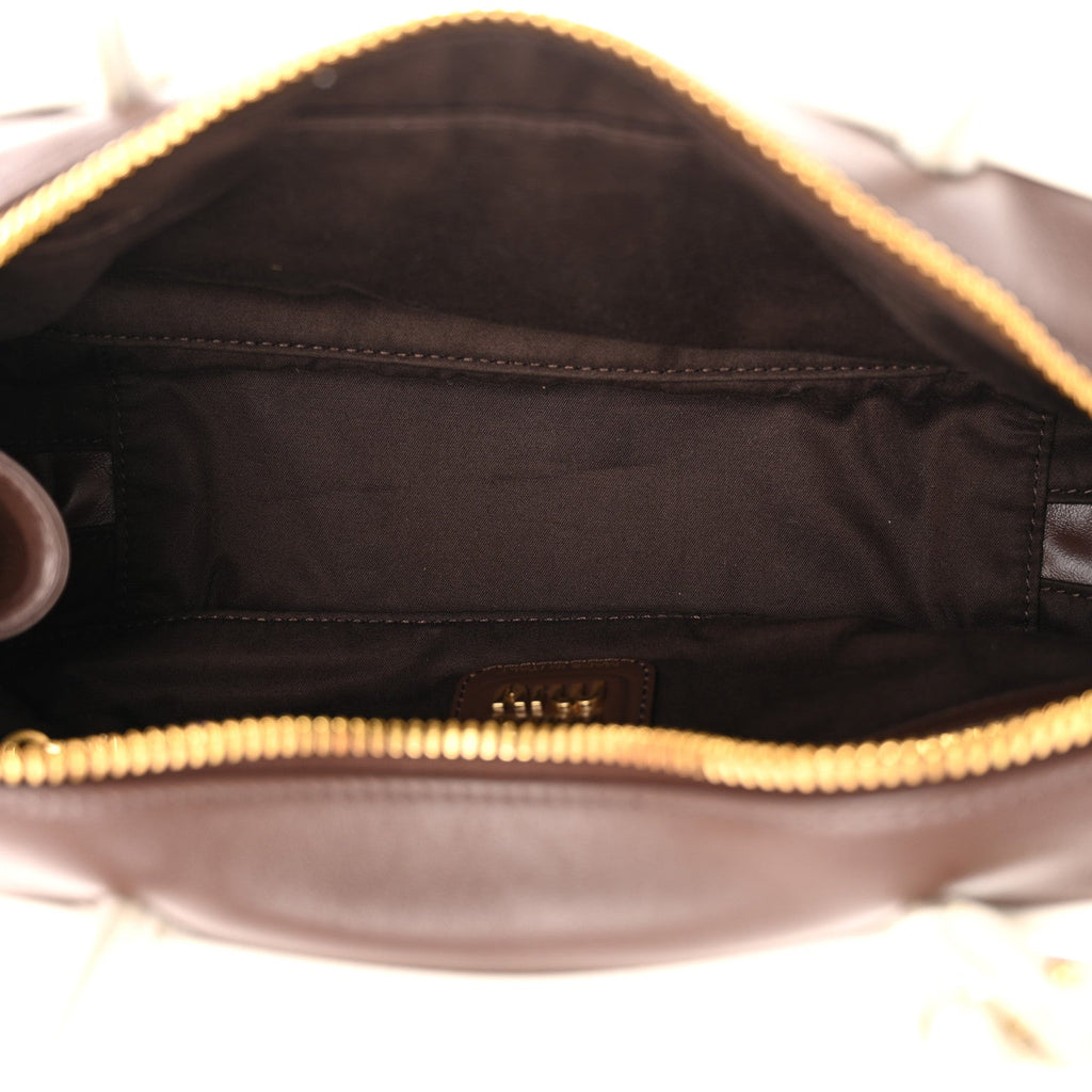 Calfskin Softy Small Beau Contrast Top Handle Bag Briarwood White