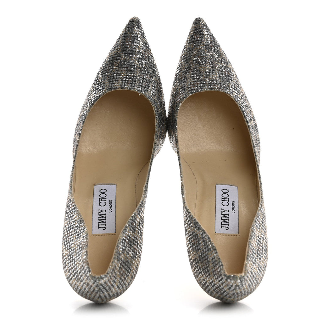 Coarse Glitter Fabric Aurora Leopard Print Abel Pumps 37 Champagne