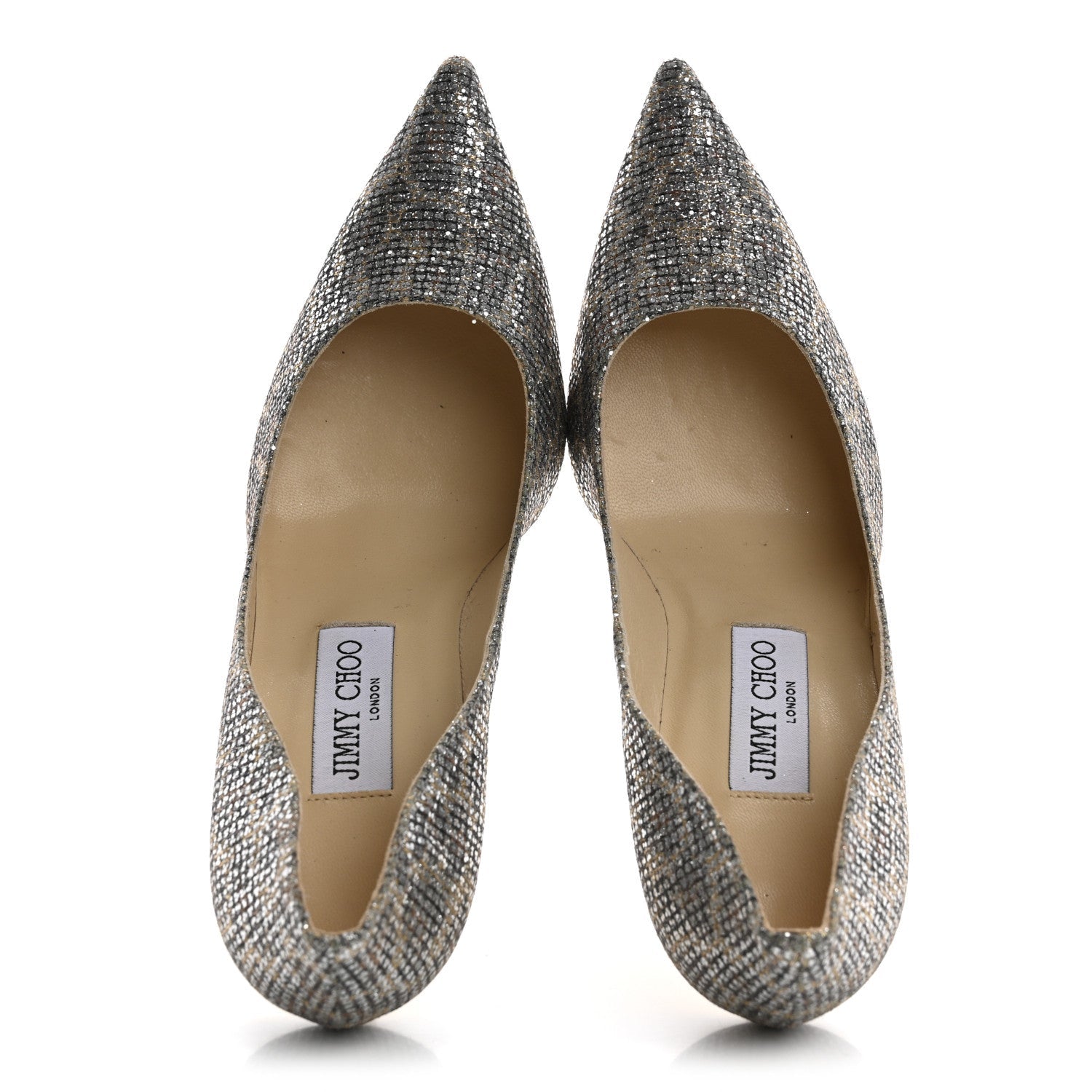 Coarse Glitter Fabric Aurora Leopard Print Abel Pumps 37 Champagne