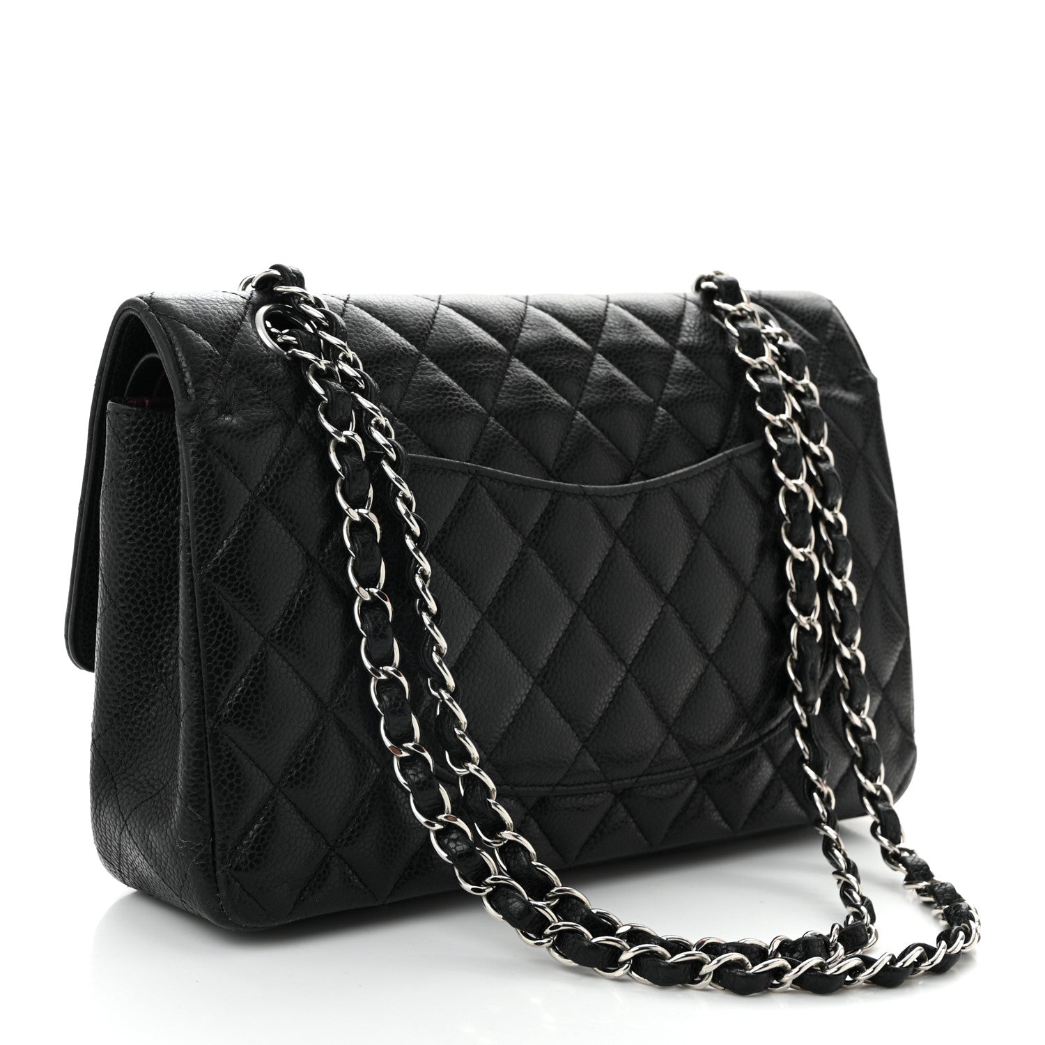 Caviar Quilted Medium Double Flap Black
