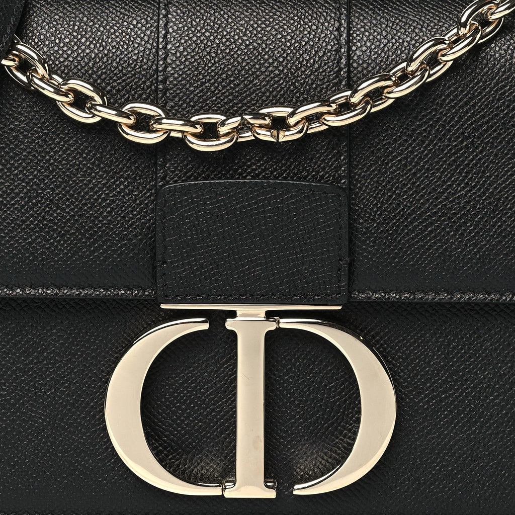 Grained Calfskin Embossed 30 Montaigne Chain Flap Bag Black