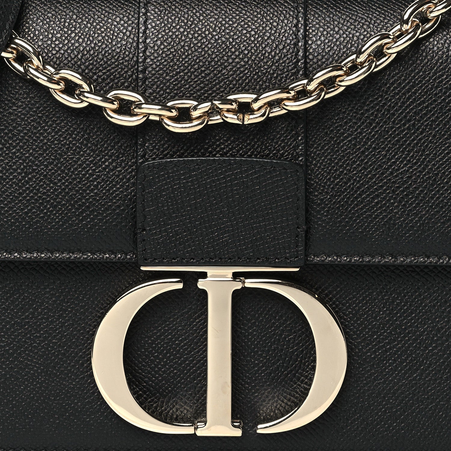 Grained Calfskin Embossed 30 Montaigne Chain Flap Bag Black