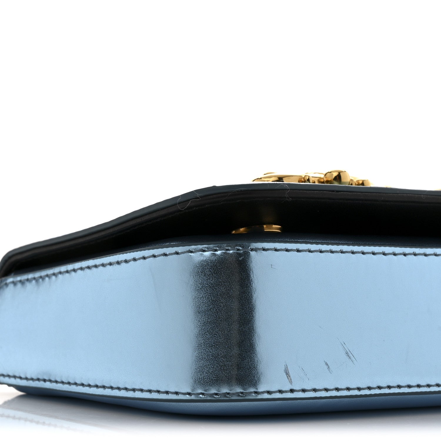 Metallic Nappa Mini DG Girls Shoulder Bag Blue