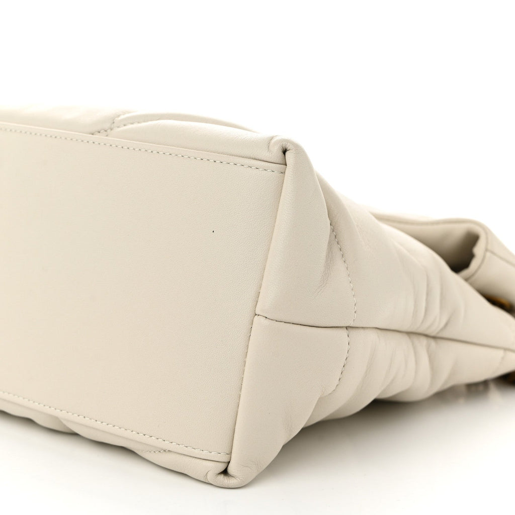 Lambskin Quilted Medium Loulou Puffer Monogram Chain Satchel Crema Soft