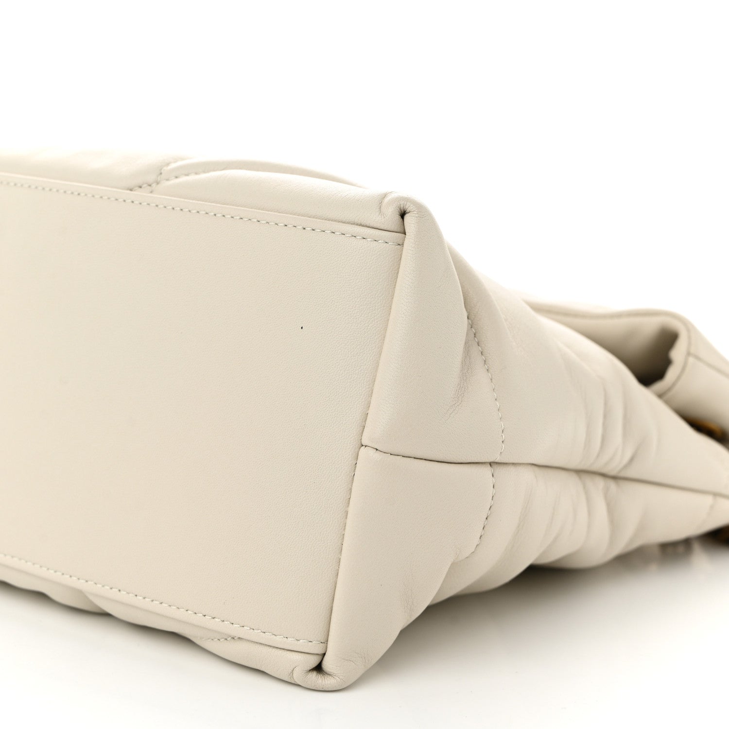 Lambskin Quilted Medium Loulou Puffer Monogram Chain Satchel Crema Soft