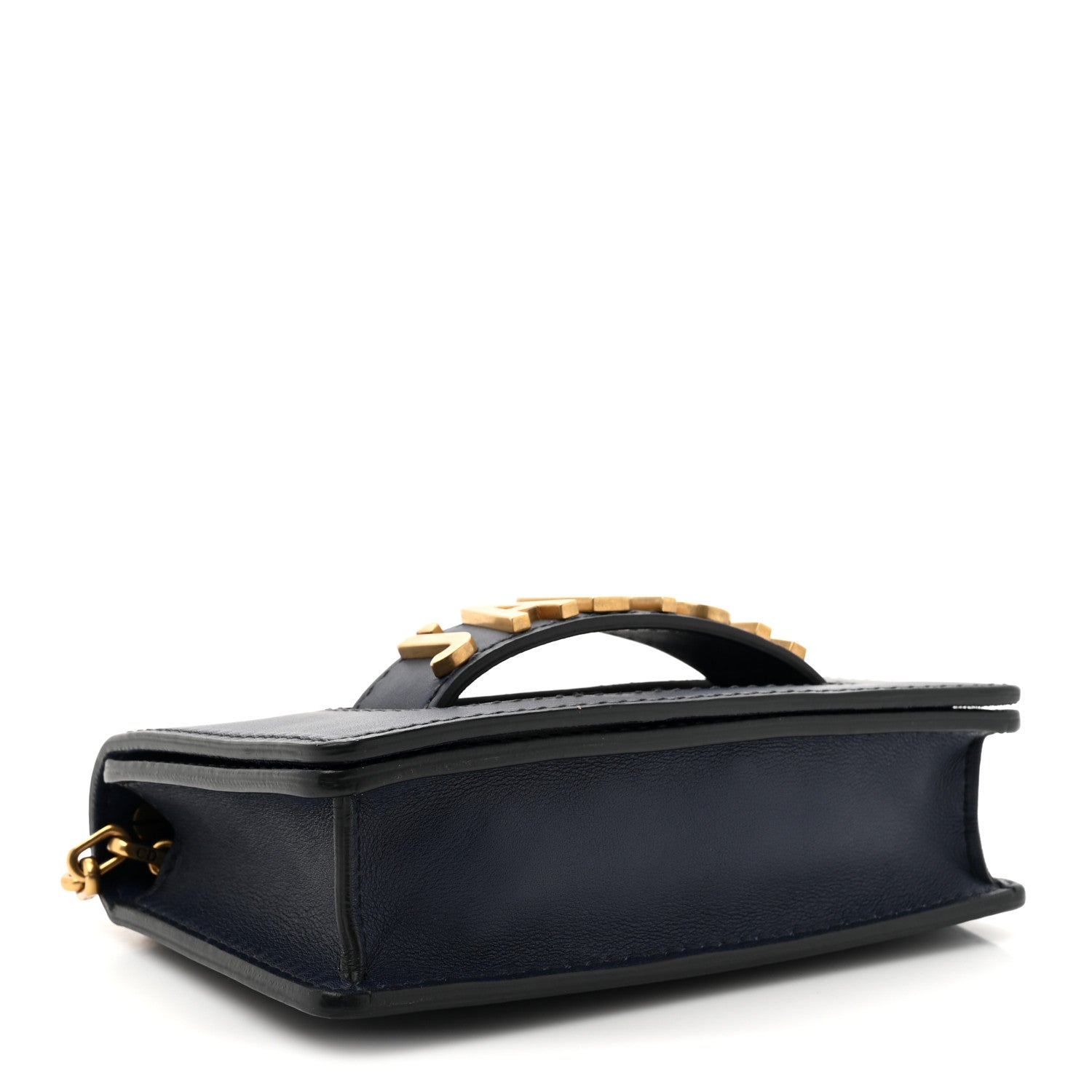 Calfskin Mini J'Adior Chain Flap Bag Navy Blue