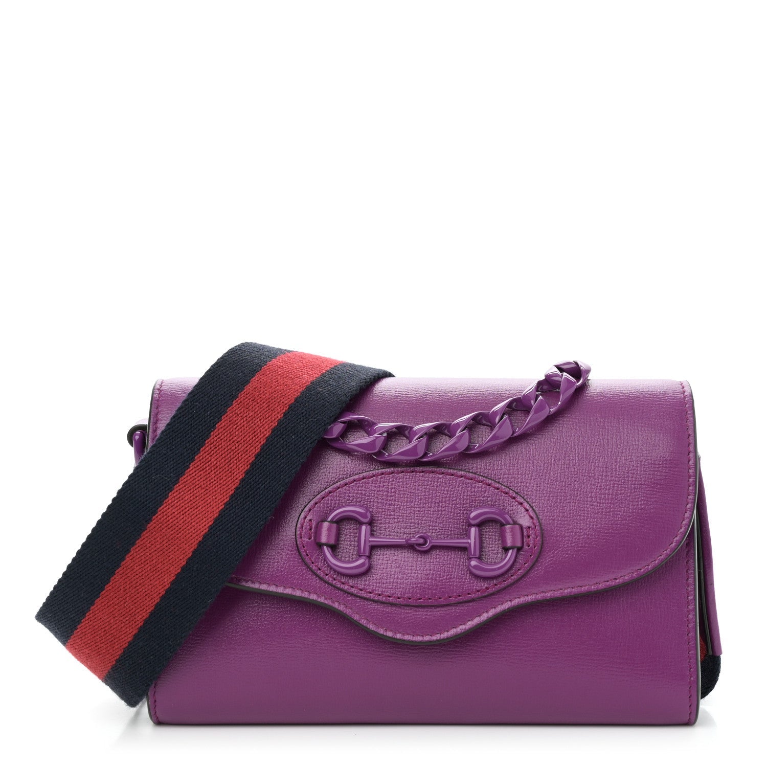 Azalea Calfskin Web Monochrome Mini Horsebit 1955 Chain Shoulder Bag Spicy Cyclamin