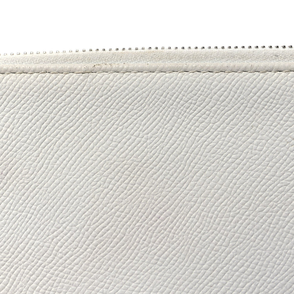 Calfskin Logo Large Zip Pouch White