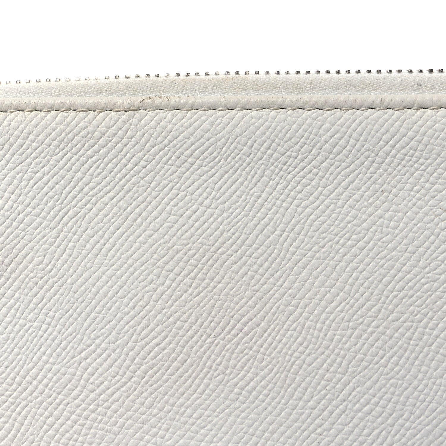 Calfskin Logo Large Zip Pouch White