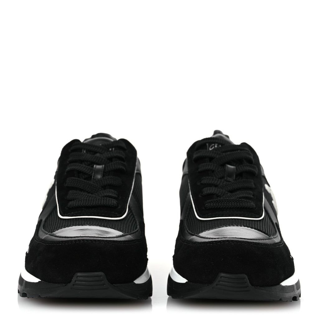 Mixed Fibers Suede Shiny Calfskin Womens CC Sneakers 40.5 Black