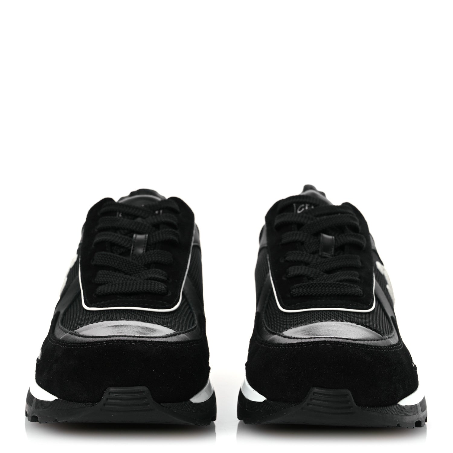 Mixed Fibers Suede Shiny Calfskin Womens CC Sneakers 40.5 Black